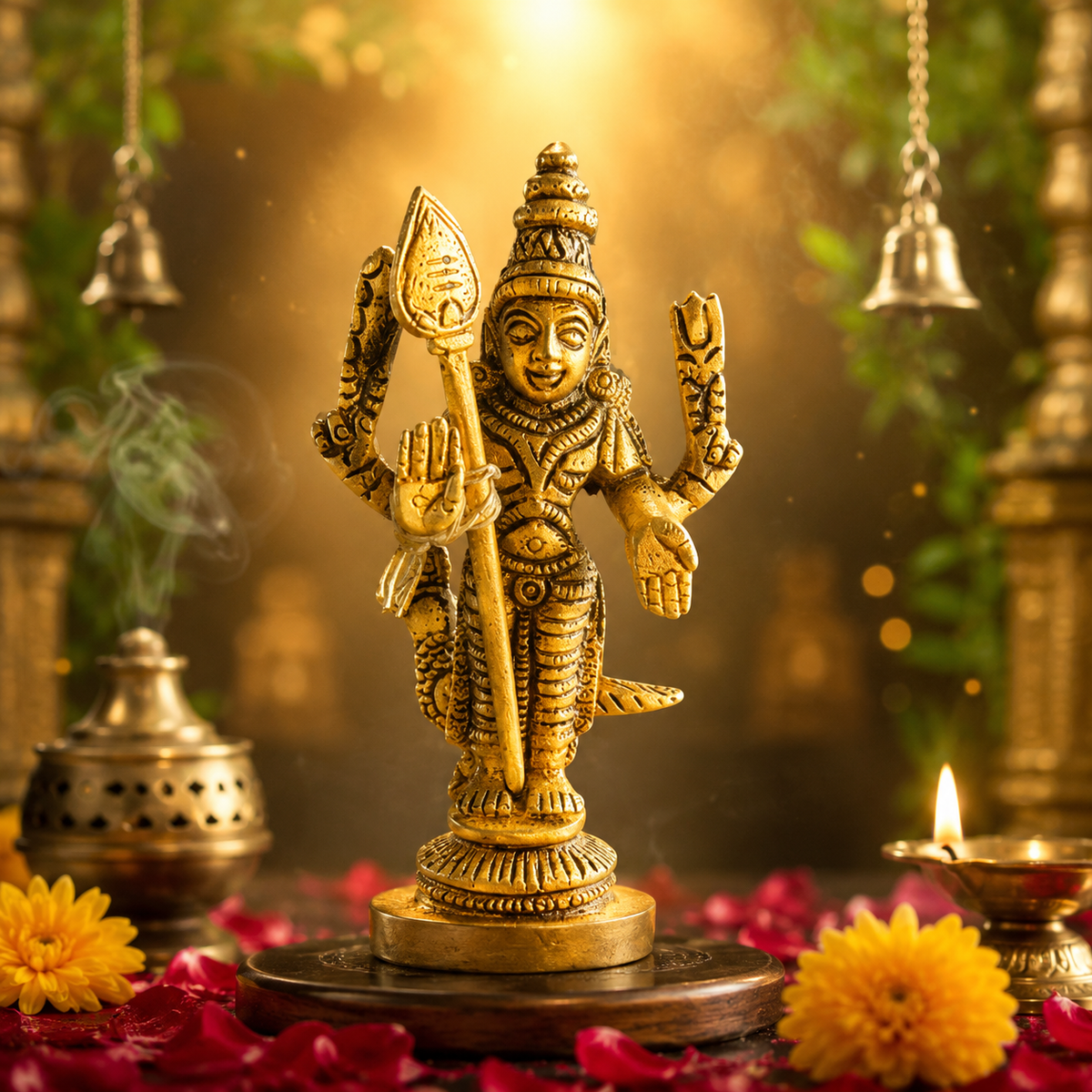 Brass Murugan Idol with Vel