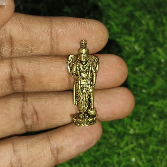 Vishnu Antique Miniature Idol – Divine Brass Finish for Home Pooja & Gift